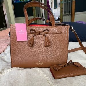 Kate Spade NWT HAYES satchel & wallet Gingerbread
